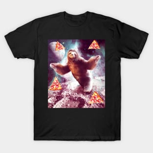 Funny Space Sloth With Pizza T-Shirt